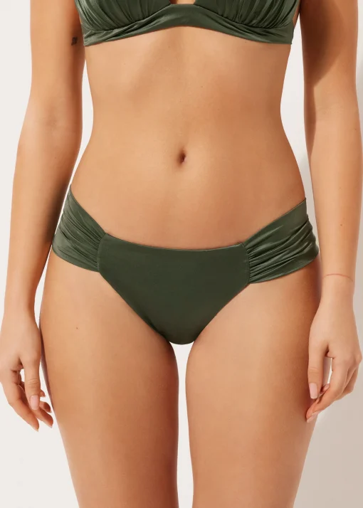 Brazyliany z marszczeniem dół od kostiumu Shiny Satin