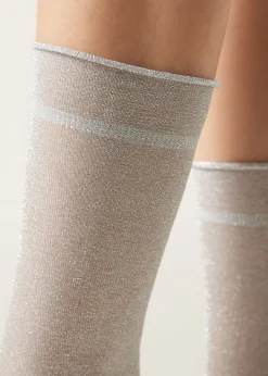 Kryjące skarpety brokatowe