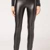Legginsy ocieplane z imitacji skóry
