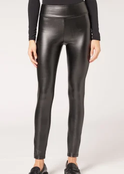 Legginsy ocieplane z imitacji skóry