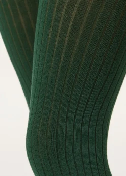 Prążkowane rajstopy bawełniane dziewczęce